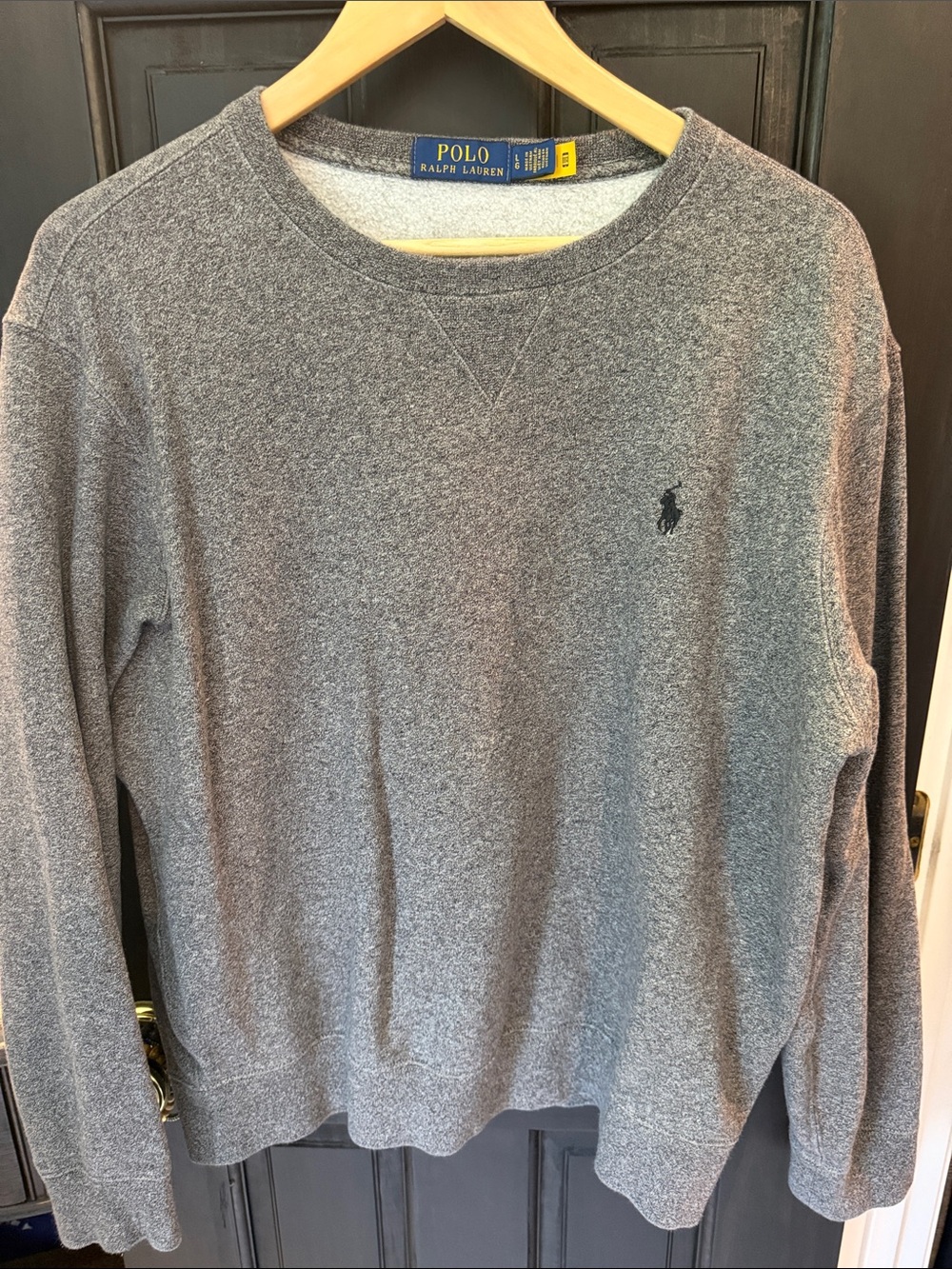 Polo by Ralph Lauren Men's Crewneck Sweater - Heather Gray with Navy Logo